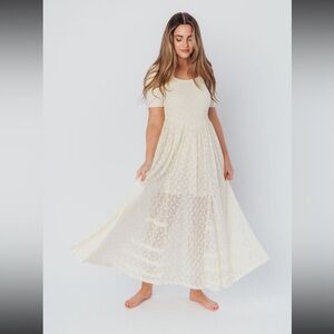 Worth Collective Calliope Drop Waist Lace Dress in Ivory, size Small w/ smocking